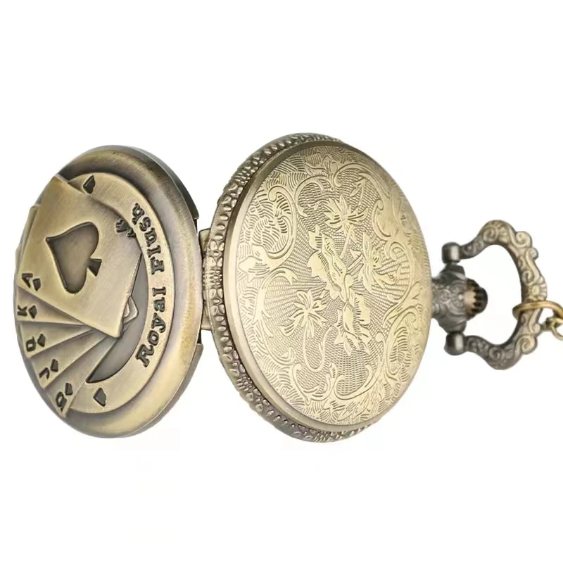 Vintage bronze poker cartoon quartz pocket watch the best gift for children men and women