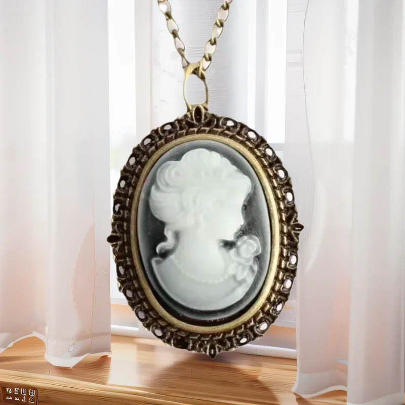 Steampunk Retro Bronze Beauty And Flower-Carved Quartz Pocket Watch Necklace Pendant Clock Chain Women's Gift