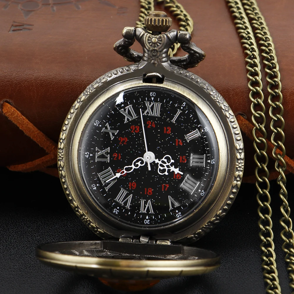 Antique Steampunk Hollow Green Crystal Emerald Imitation Stone Quartz Pocket Watch Necklace Woman Fob Watch TD2130