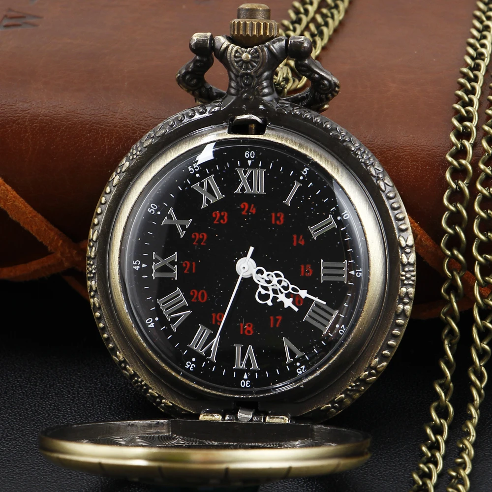 Antique Steampunk Hollow Green Crystal Emerald Imitation Stone Quartz Pocket Watch Necklace Woman Fob Watch TD2130