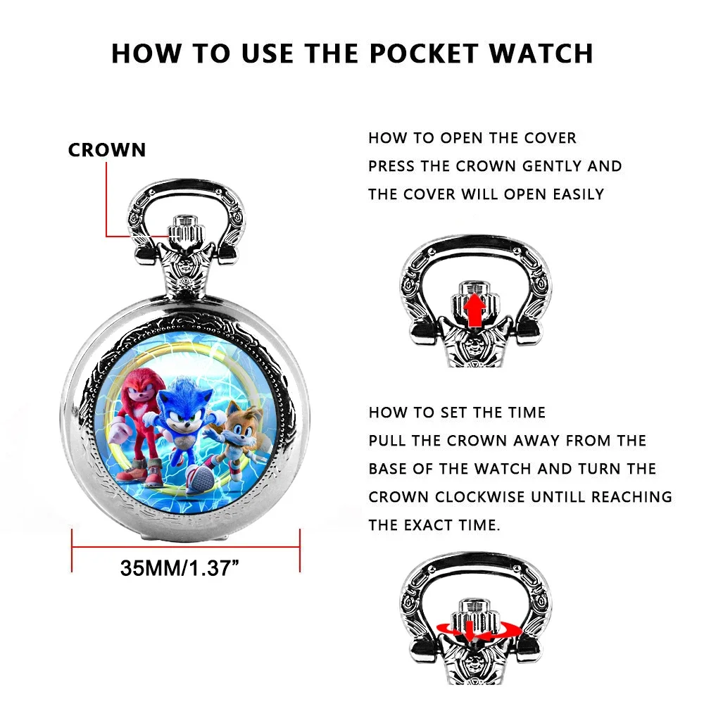 Hot Anime Character Vintage Dome Glass Quartz Pocket Watches with Chain Men Women's Necklace Timing Pendant Children's Gifts