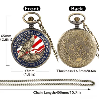 Classic American Presidential Torch Eagle Free Design Pocket Watch for Men and Women Vintage Quartz Arabic Numerals