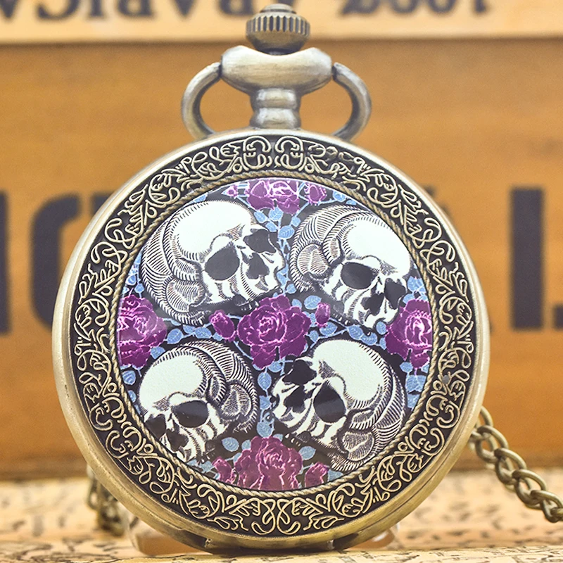 Vintage Bronze Silver Steampunk Clamshell Male And Female Students Gift Quartz Necklace Collection Commemorative Pocket Watch