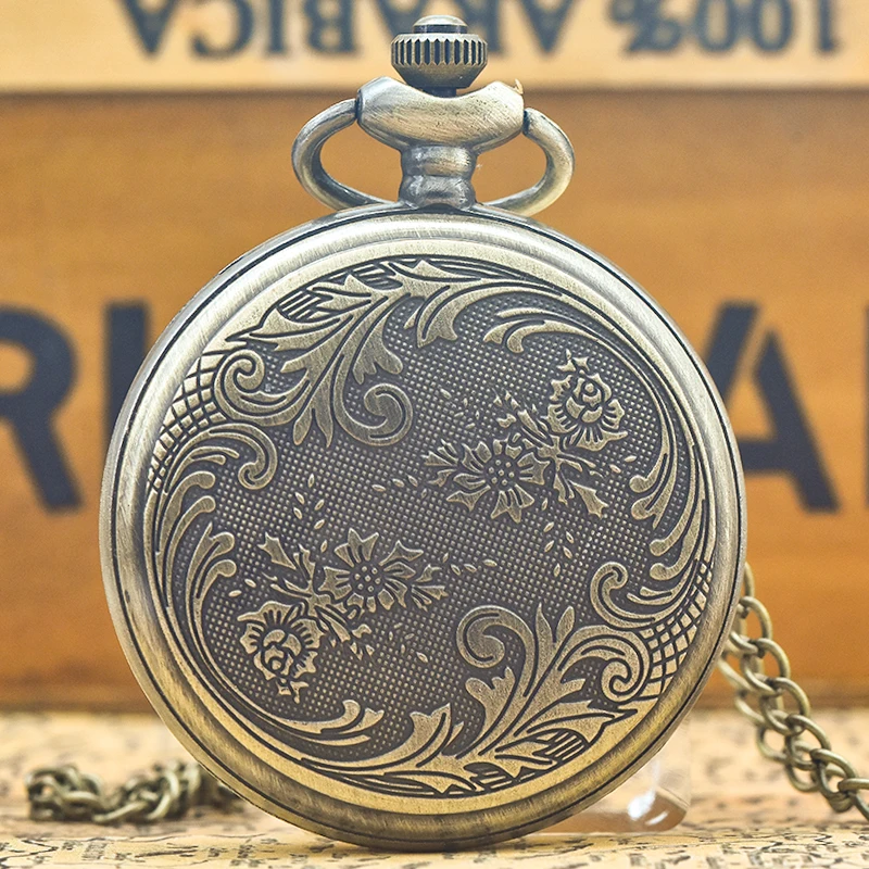 Vintage Bronze Silver Steampunk Clamshell Male And Female Students Gift Quartz Necklace Collection Commemorative Pocket Watch