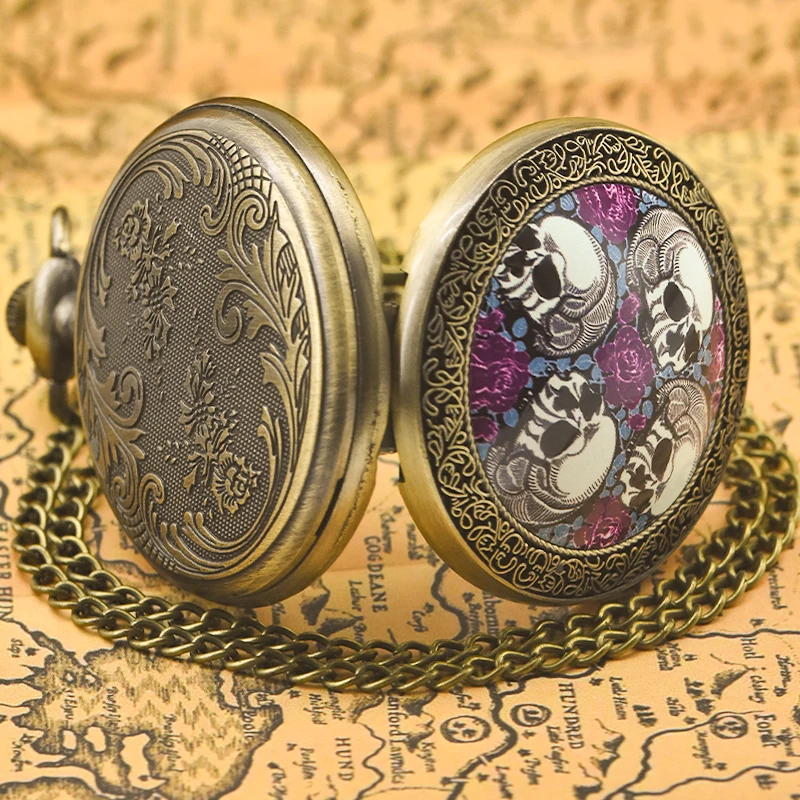 Vintage Bronze Silver Steampunk Clamshell Male And Female Students Gift Quartz Necklace Collection Commemorative Pocket Watch
