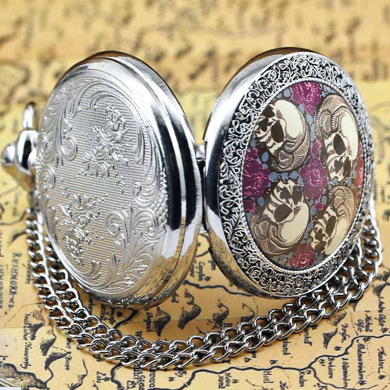 Vintage Bronze Silver Steampunk Clamshell Male And Female Students Gift Quartz Necklace Collection Commemorative Pocket Watch