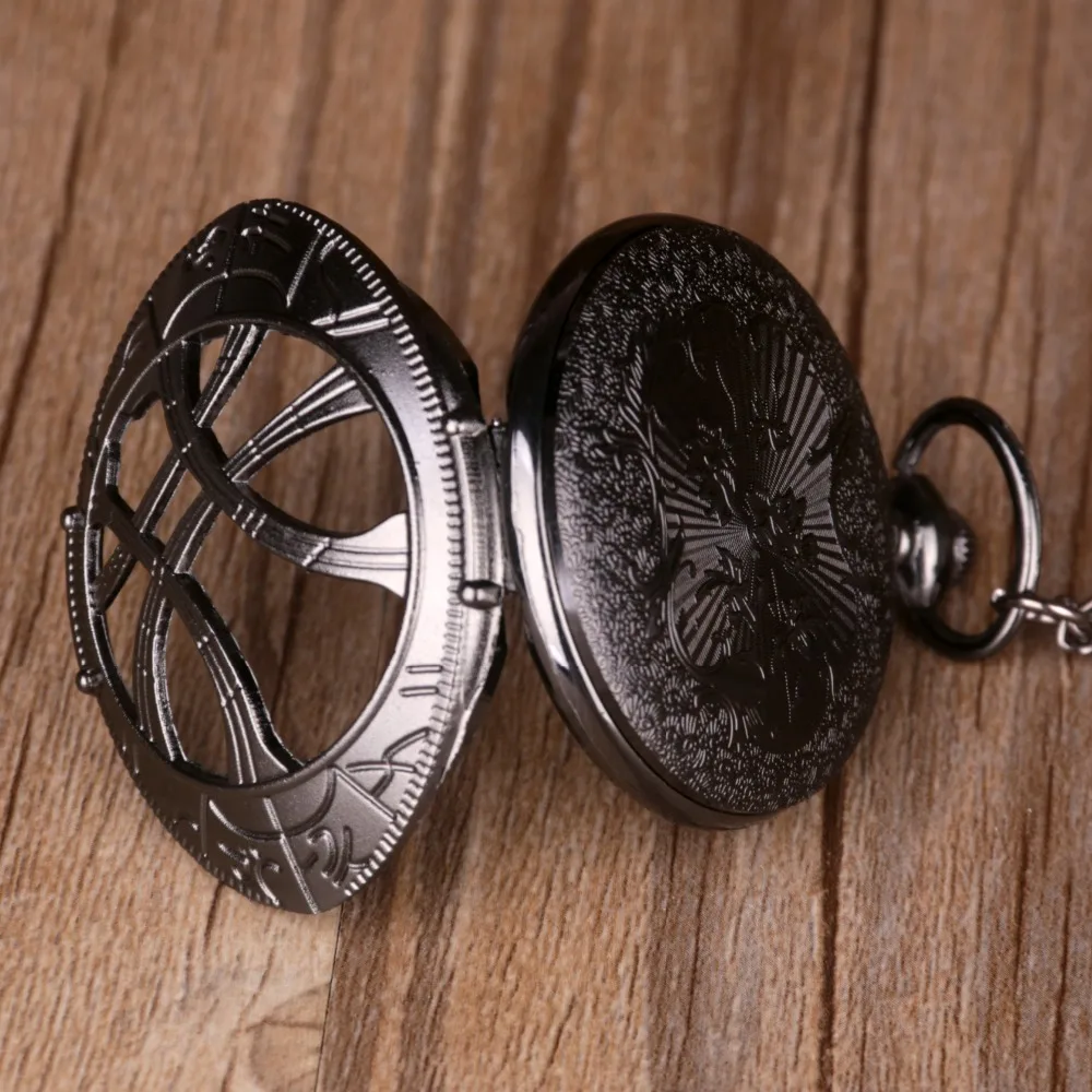 Vintage Bronze Eye Of Agamotto Round Case Shape Quartz Pocket Watch Jewelry Pendant Necklace Chain Gifts for Men Women