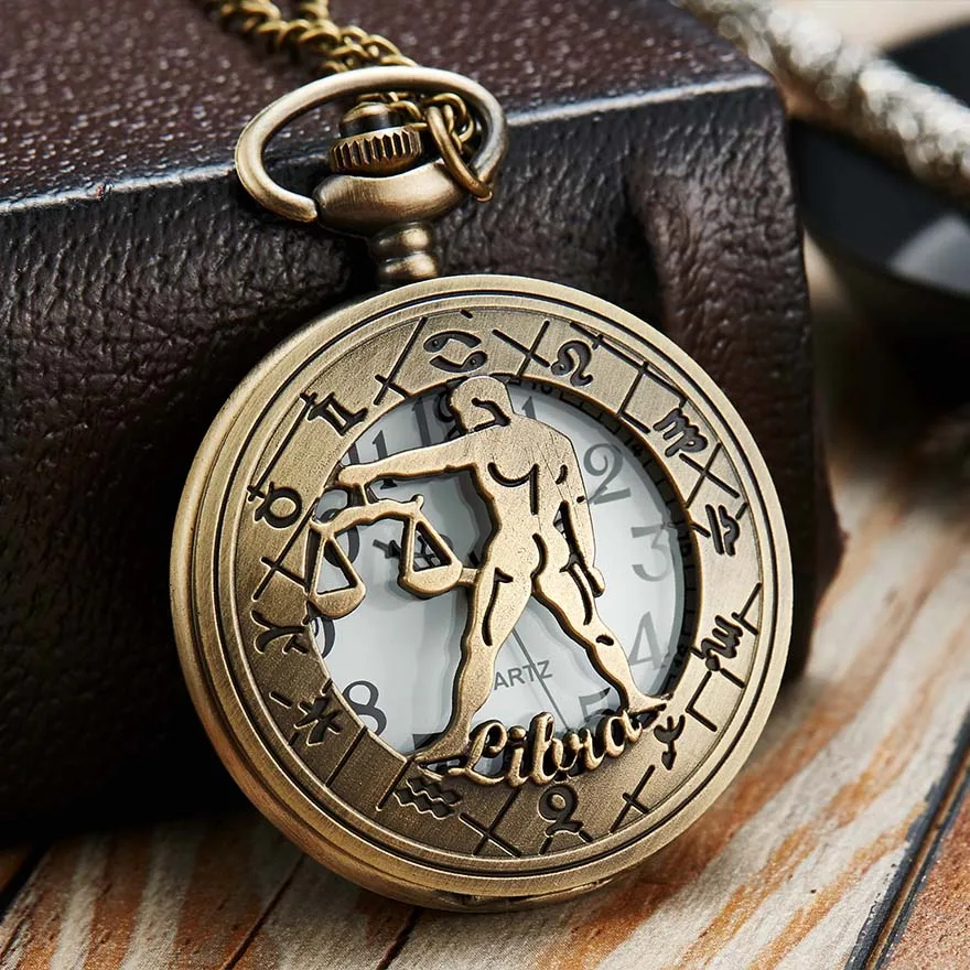 12 Creative Personality Necklace Constellations Pocket Watches Retro Pocket Watches Cheap Holiday Gifts