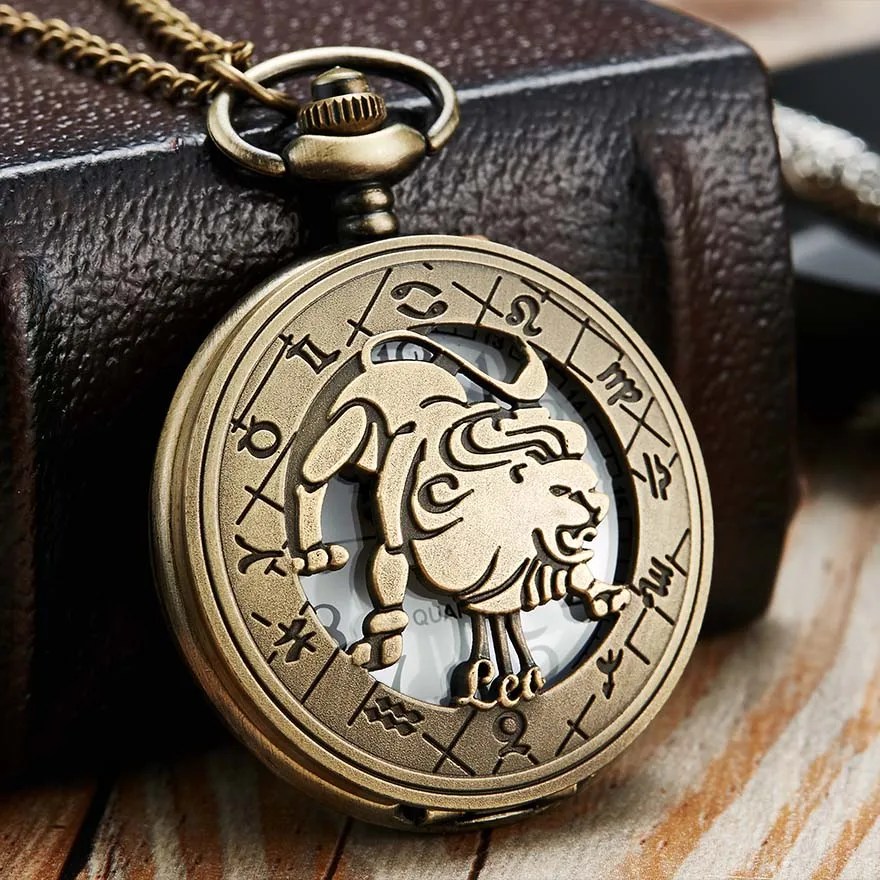 12 Creative Personality Necklace Constellations Pocket Watches Retro Pocket Watches Cheap Holiday Gifts