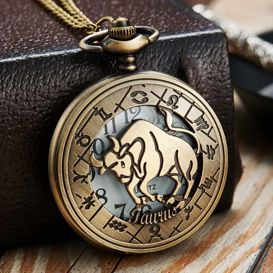 12 Creative Personality Necklace Constellations Pocket Watches Retro Pocket Watches Cheap Holiday Gifts