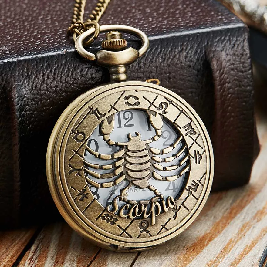 12 Creative Personality Necklace Constellations Pocket Watches Retro Pocket Watches Cheap Holiday Gifts