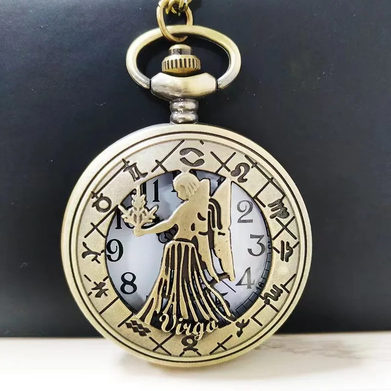 12 Creative Personality Necklace Constellations Pocket Watches Retro Pocket Watches Cheap Holiday Gifts