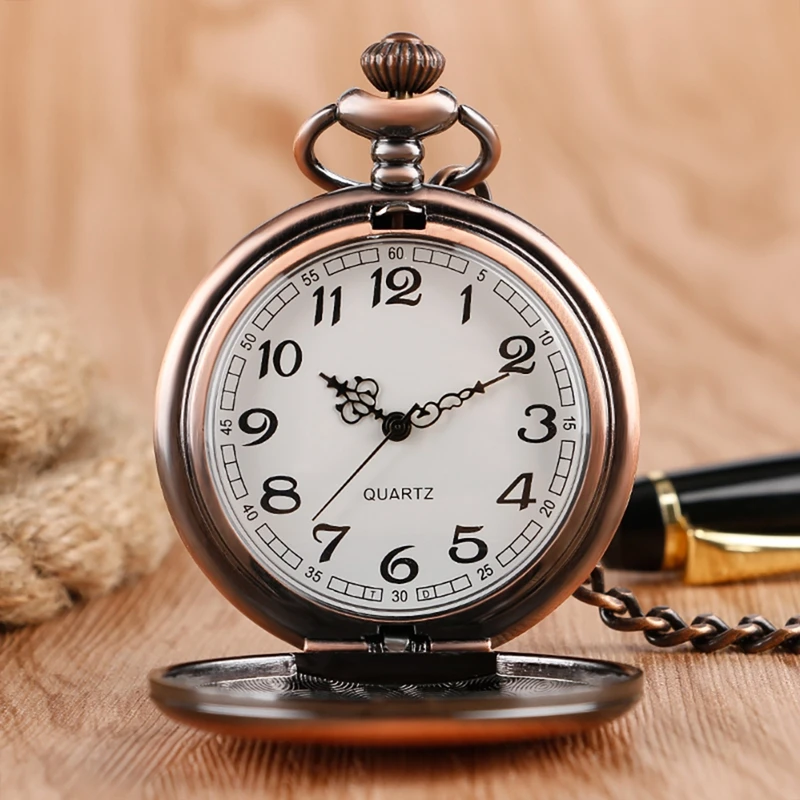 Retro Black Fashion Silver Smooth Steampunk Quartz Pocket Watch Stainless Steel Pendant 30CM Chain Gift Box for Men Women friend
