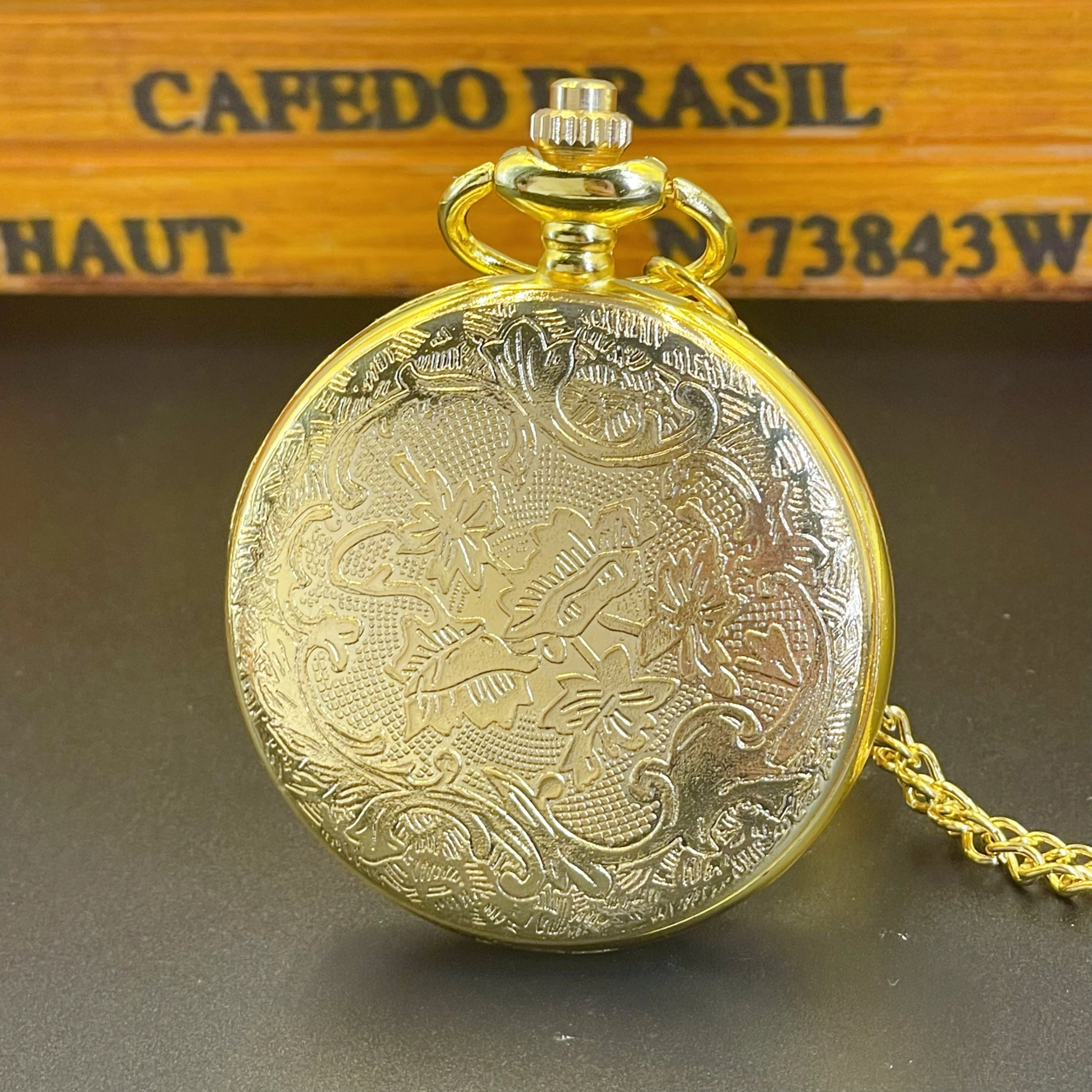 Fashion 3D Cutout Mosaic Brick Dragonfly Quartz Pocket Watch Girls Elegant Sweater Necklace