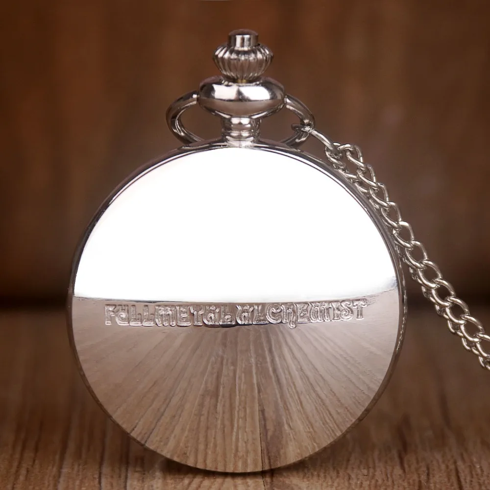 Antique FullMetal Alchemist Edward Elric Cosplay Quartz Pocket Watch with Pendant Necklace Men Women Fob Watch