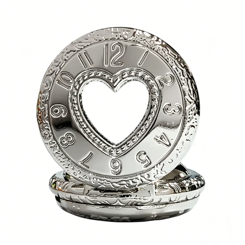 Retro Charm Neutral Small Hollow Heart Carving Quartz Steampunk Pocket Watch Men's and Women's Necklace Pendant Gift