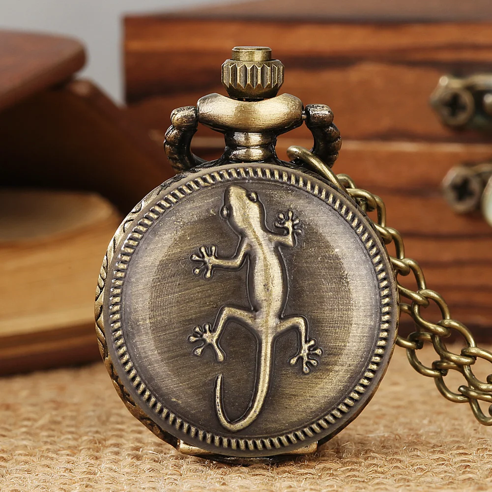 Little Size Bronze Necklace Quartz Pocket Watch Gifts for Kids Arabic Numerals Display White Dial Exquisite Tiny Pocket Clock