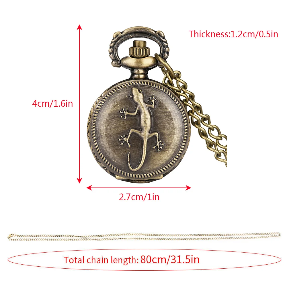 Little Size Bronze Necklace Quartz Pocket Watch Gifts for Kids Arabic Numerals Display White Dial Exquisite Tiny Pocket Clock