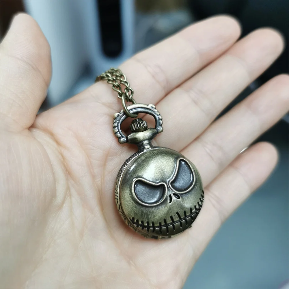 Little Size Bronze Necklace Quartz Pocket Watch Gifts for Kids Arabic Numerals Display White Dial Exquisite Tiny Pocket Clock