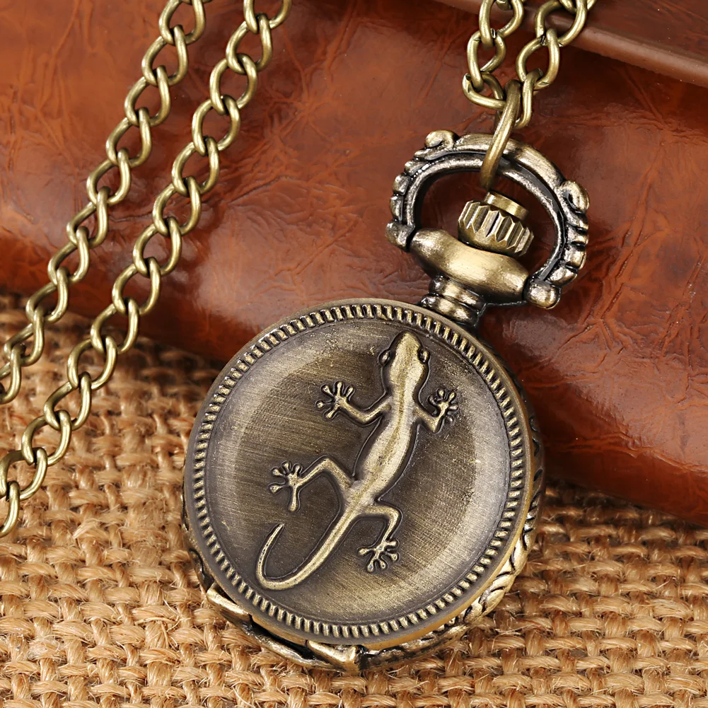 Little Size Bronze Necklace Quartz Pocket Watch Gifts for Kids Arabic Numerals Display White Dial Exquisite Tiny Pocket Clock