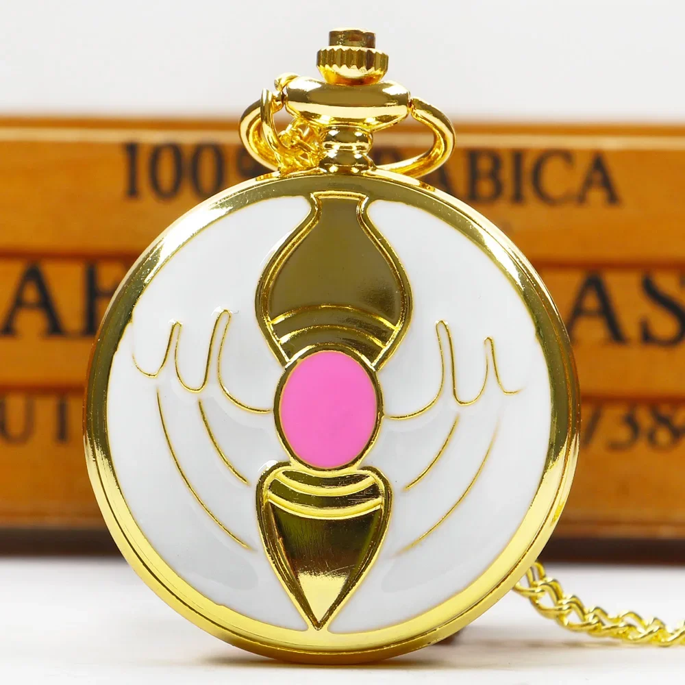 Pink Cute Cherry Blossom Diamond Inlaid Quartz Pocket Watch Pendant Clock Chain Exquisite Charm Gifts Ideal for Men Women Kids
