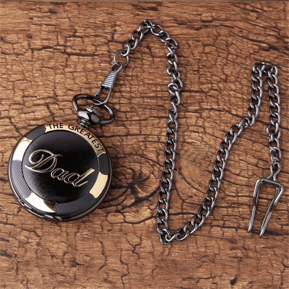 Fashion Casual Men'S Quartz Pocket Watch "The Greatest Dad" Engraved Round Dial Men's Pocket Watch for Father's Day Gift Reloj