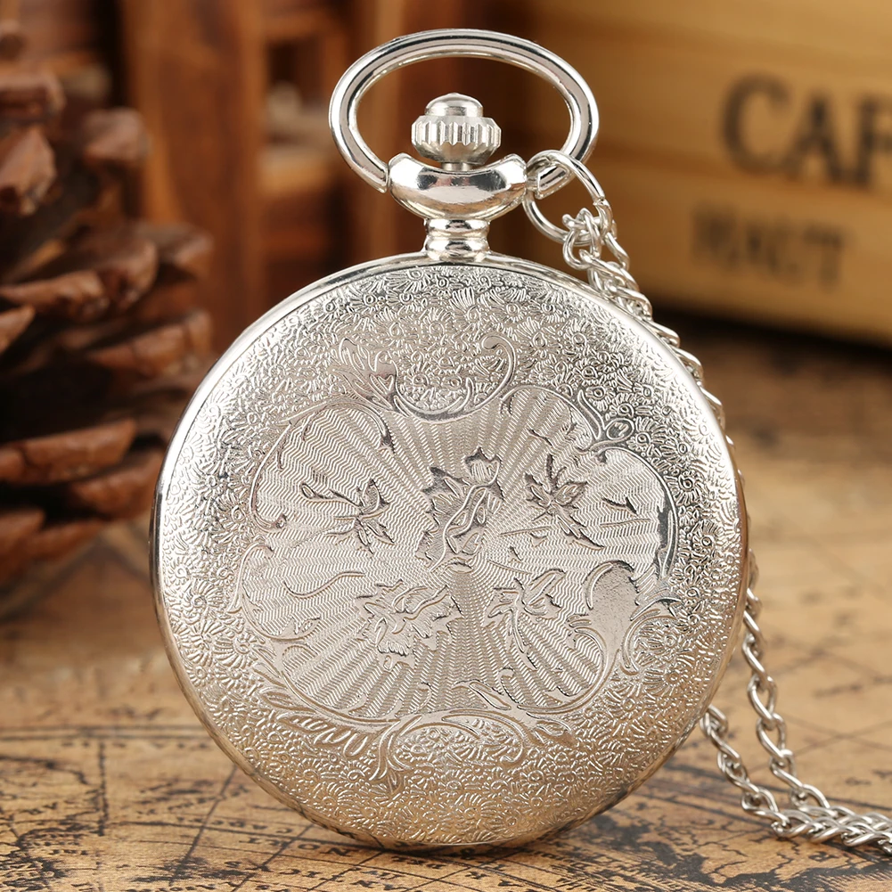 Black Roman Numerals Quartz Pocket Watch Men Women Black Hollow Case Steampunk Vintage Pendant Necklace Best Gifts for Men Women