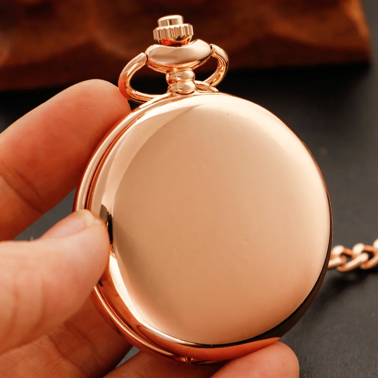 Fashion Rose Gold Smooth Chain Quartz Pocket Watch Necklace Vintage Accessory Pendant Clock Gift for Women Men Reloj De Bolsillo