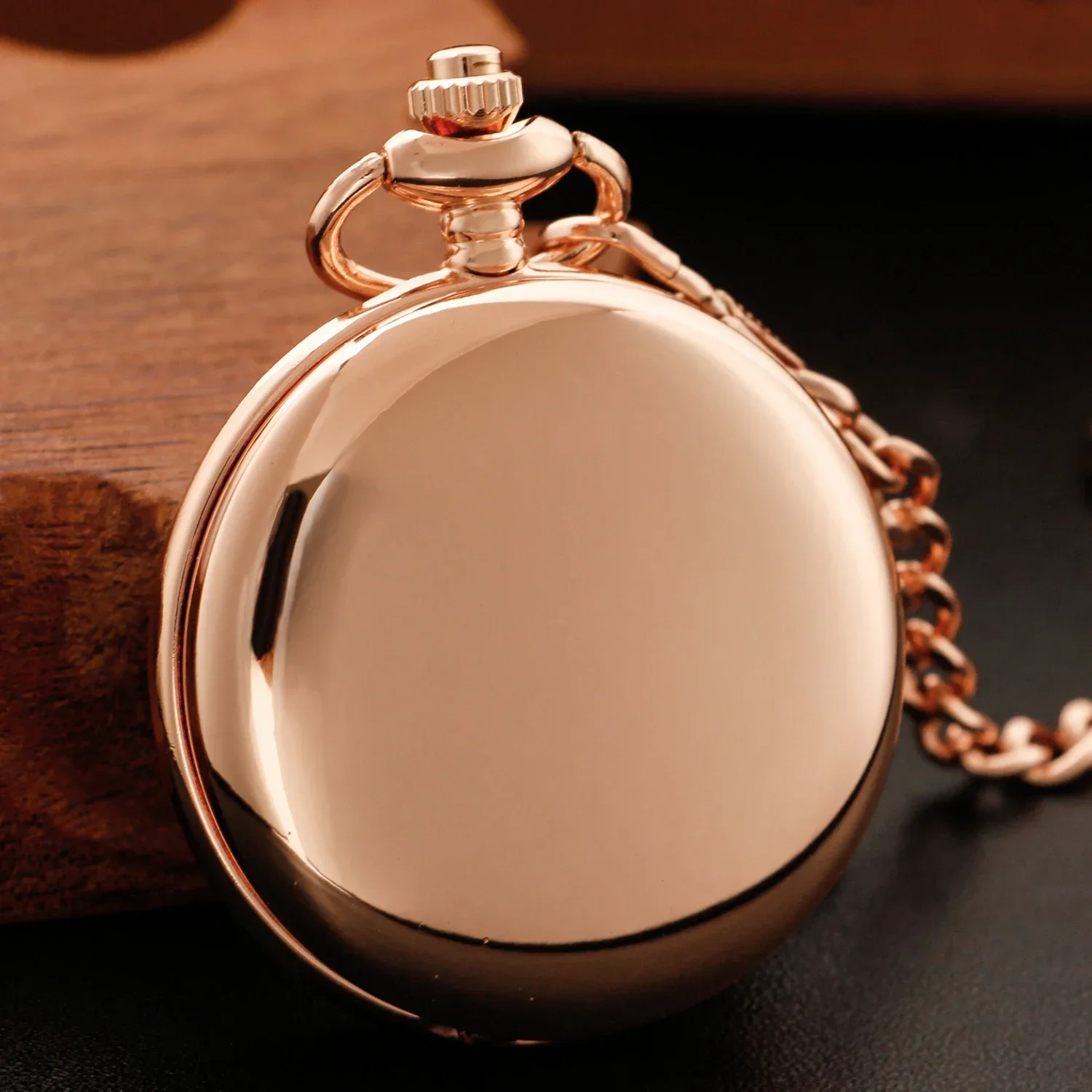 Fashion Rose Gold Smooth Chain Quartz Pocket Watch Necklace Vintage Accessory Pendant Clock Gift for Women Men Reloj De Bolsillo