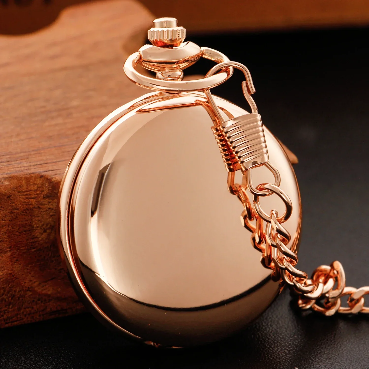 Fashion Rose Gold Smooth Chain Quartz Pocket Watch Necklace Vintage Accessory Pendant Clock Gift for Women Men Reloj De Bolsillo