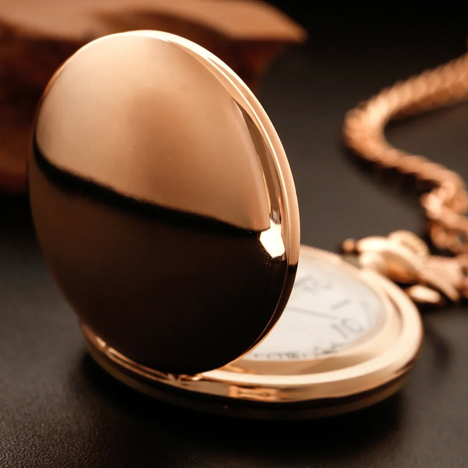 Fashion Rose Gold Smooth Chain Quartz Pocket Watch Necklace Vintage Accessory Pendant Clock Gift for Women Men Reloj De Bolsillo