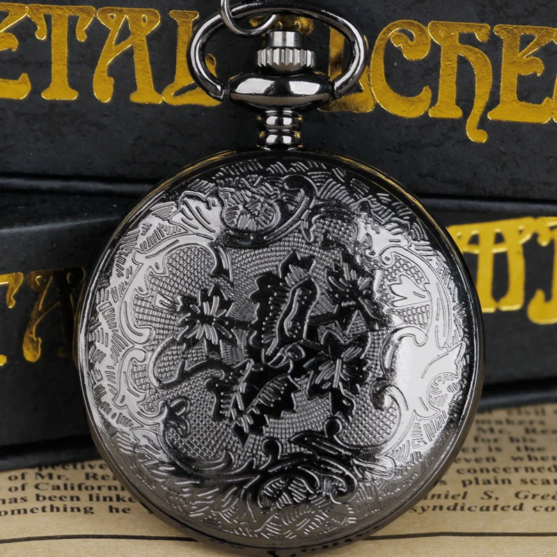 Steampunk Copper Vintage Hollow Gear Hollow Quartz Pocket Watch Necklace Pendant Clock Chain Men Women