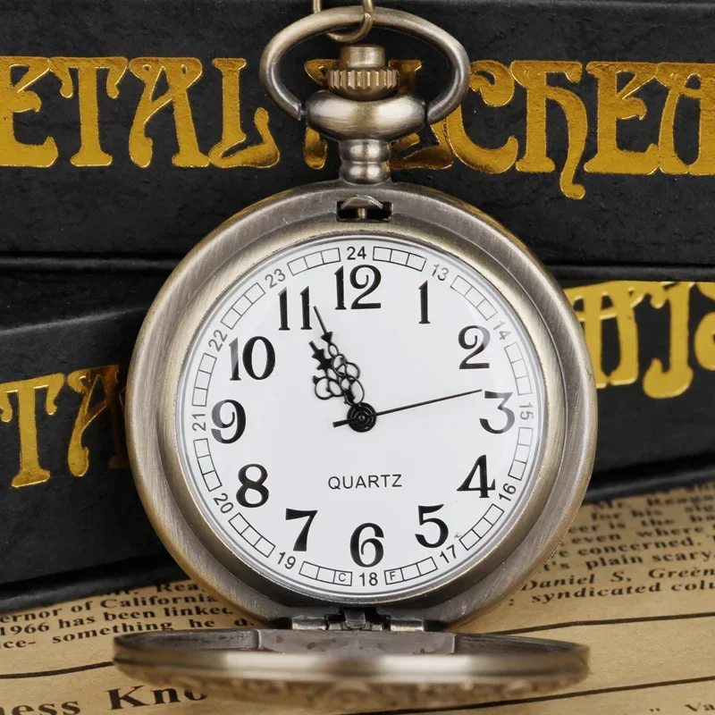Steampunk Copper Vintage Hollow Gear Hollow Quartz Pocket Watch Necklace Pendant Clock Chain Men Women