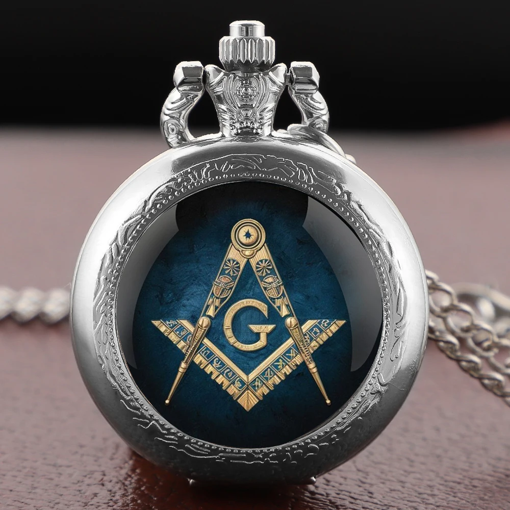 Mysterious Freemasonry Glass Dome Chain Pocket Watch Vintage Women Necklace Pendant Clock Men Children Gifts Relojes De Bolsillo