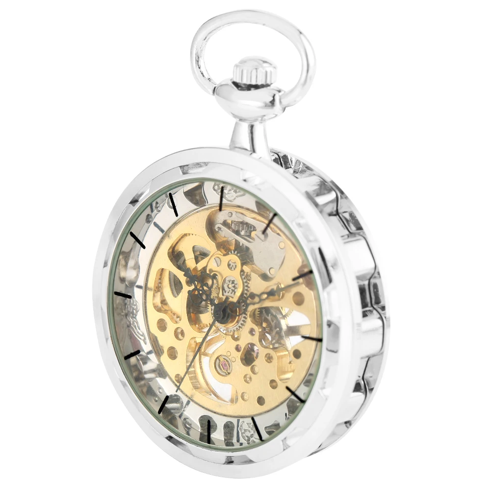 Steampunk Watch for Men Women Luxury Hand-winding Mechanical Pocket Watches Silver Gold Bronze Balck Pendant with Fob Chian