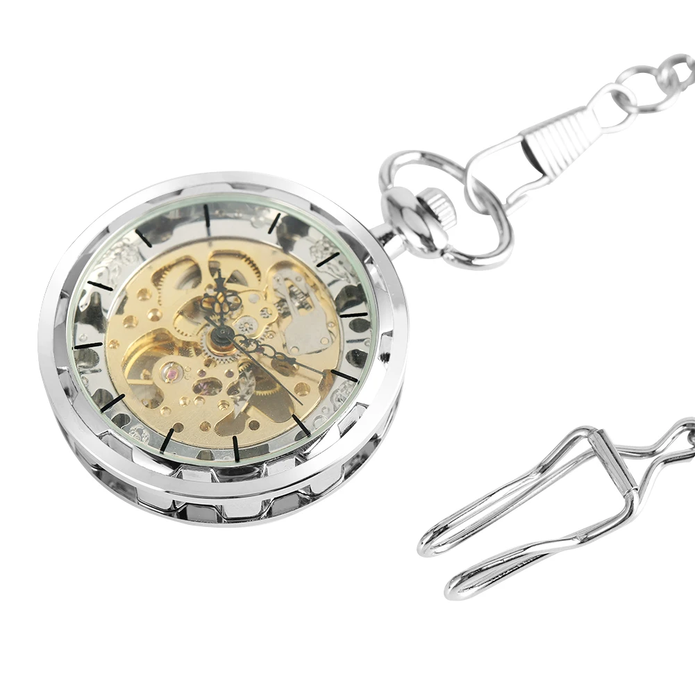 Steampunk Watch for Men Women Luxury Hand-winding Mechanical Pocket Watches Silver Gold Bronze Balck Pendant with Fob Chian