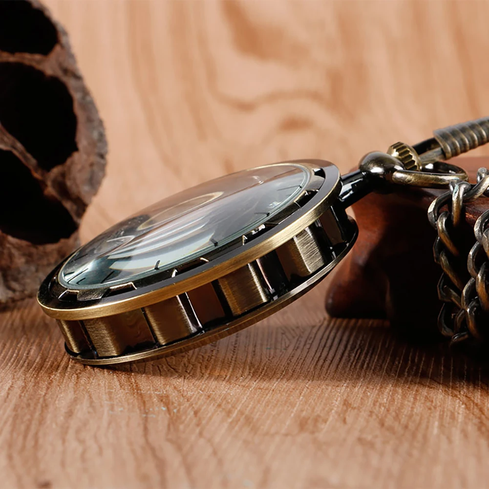Steampunk Watch for Men Women Luxury Hand-winding Mechanical Pocket Watches Silver Gold Bronze Balck Pendant with Fob Chian