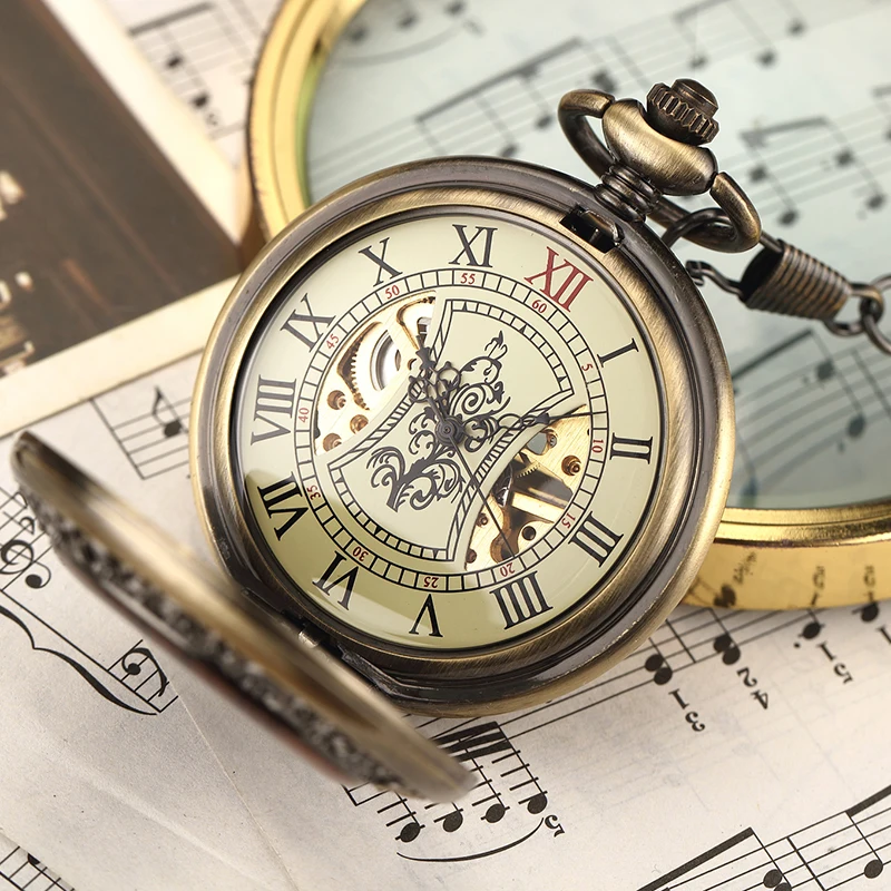Octagon Round Vintage Man Pocket Watch fob with chain steampunk Pendant Watches for Men Pendant retro clock Necklace