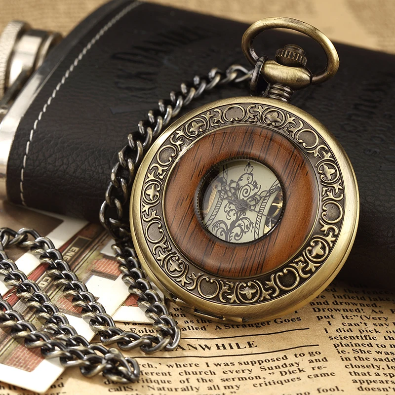 Octagon Round Vintage Man Pocket Watch fob with chain steampunk Pendant Watches for Men Pendant retro clock Necklace