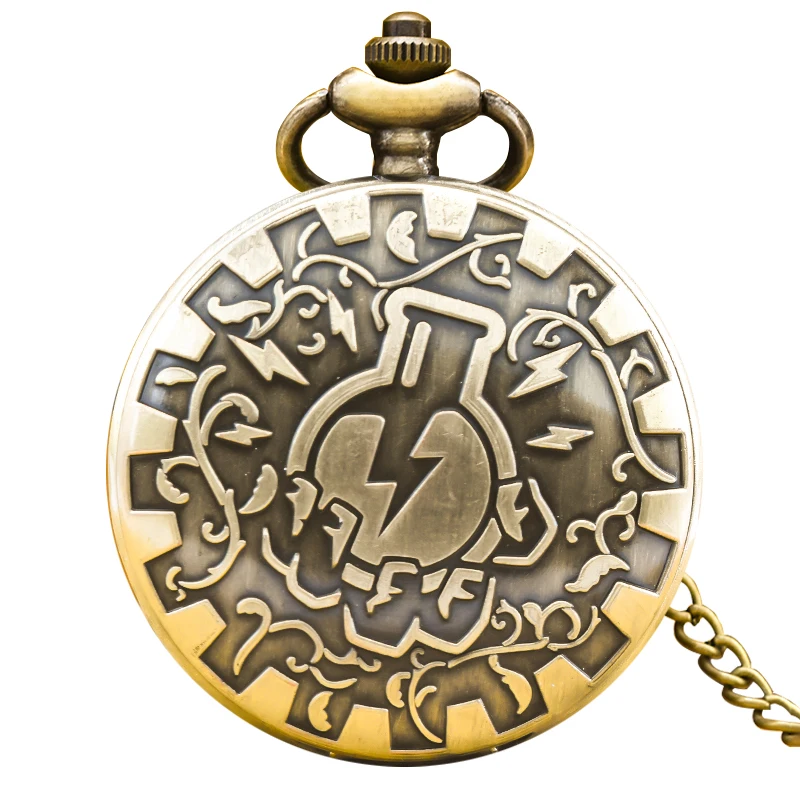 Vintage Bronze Steampunk Carved Quartz Pocket Watch Necklace Pendant Clock Chain Men Women Chain Memorial Collection Gift