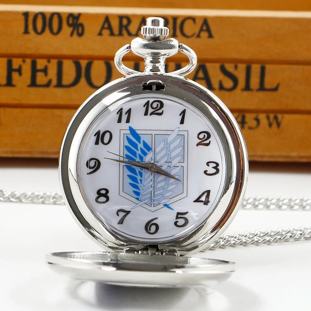 reloj de bolsillo Hollow Quartz Pocket Watch Vintage Pendant Blue White Wing Design Pocket Watches with Chain for Man Women