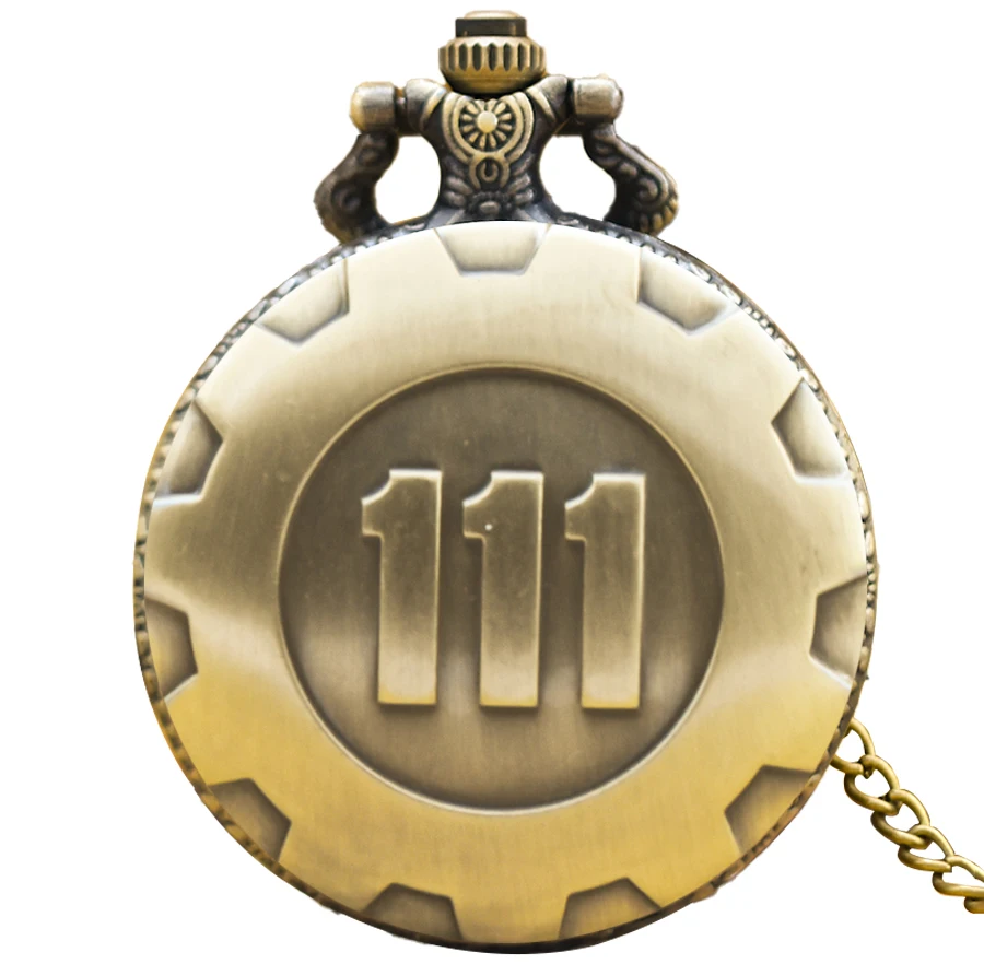 Vintage Bronze Steampunk 111 Carved Quartz Pocket Watch Necklace Pendant Clock Chain Men Women Chain Gift