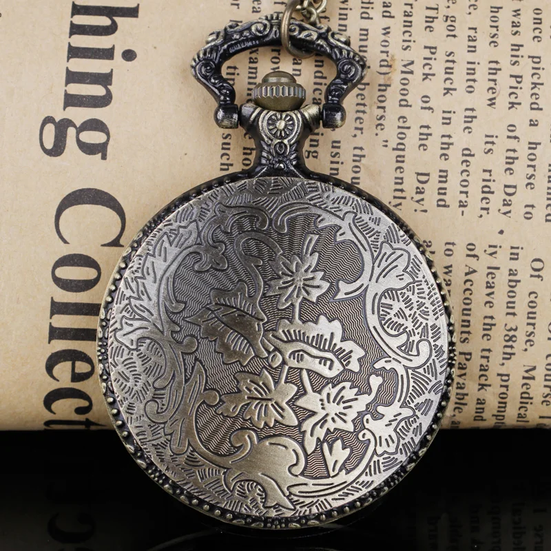 Vintage Prince Quartz Pocket Watch Necklace Bronze Pendant Chain Quartz Clock Children Women Men Gift