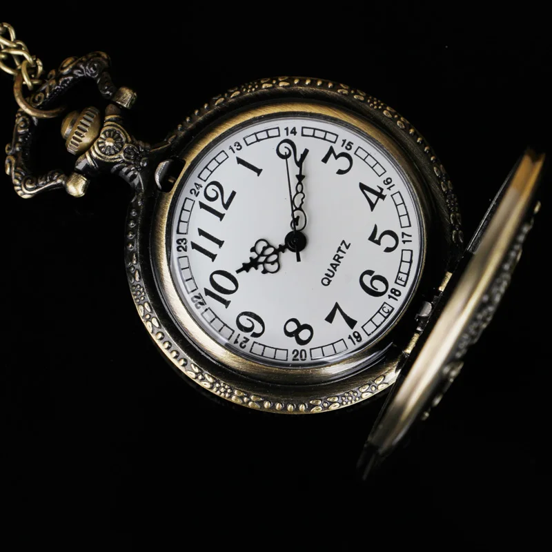 Vintage Prince Quartz Pocket Watch Necklace Bronze Pendant Chain Quartz Clock Children Women Men Gift