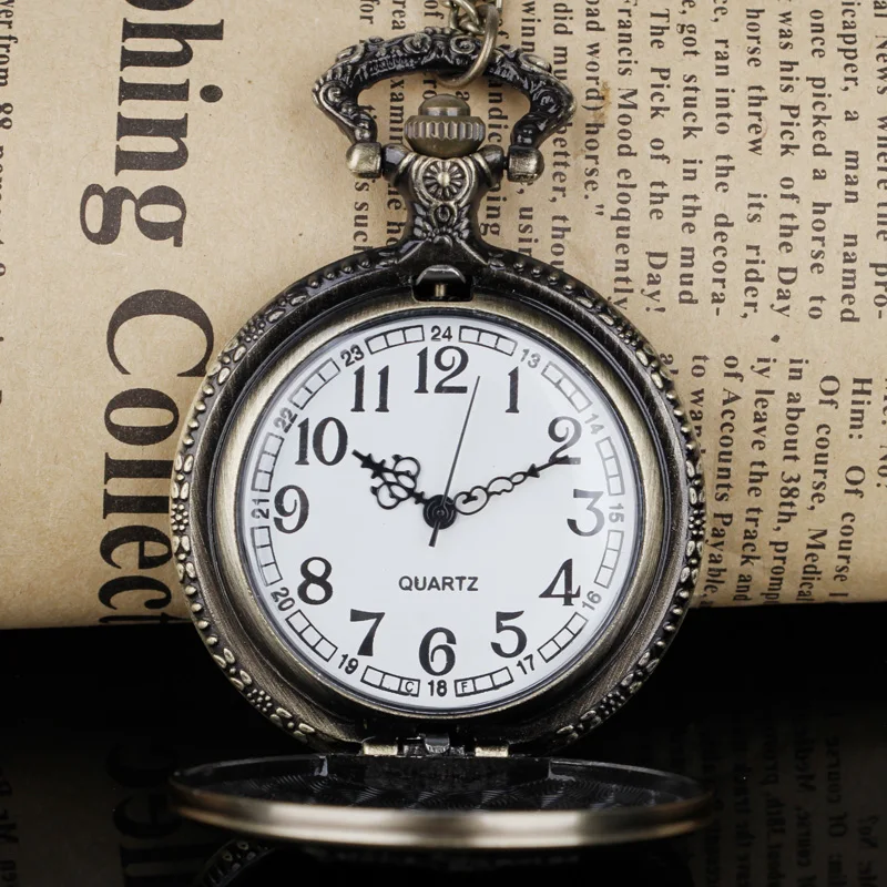 Vintage Prince Quartz Pocket Watch Necklace Bronze Pendant Chain Quartz Clock Children Women Men Gift