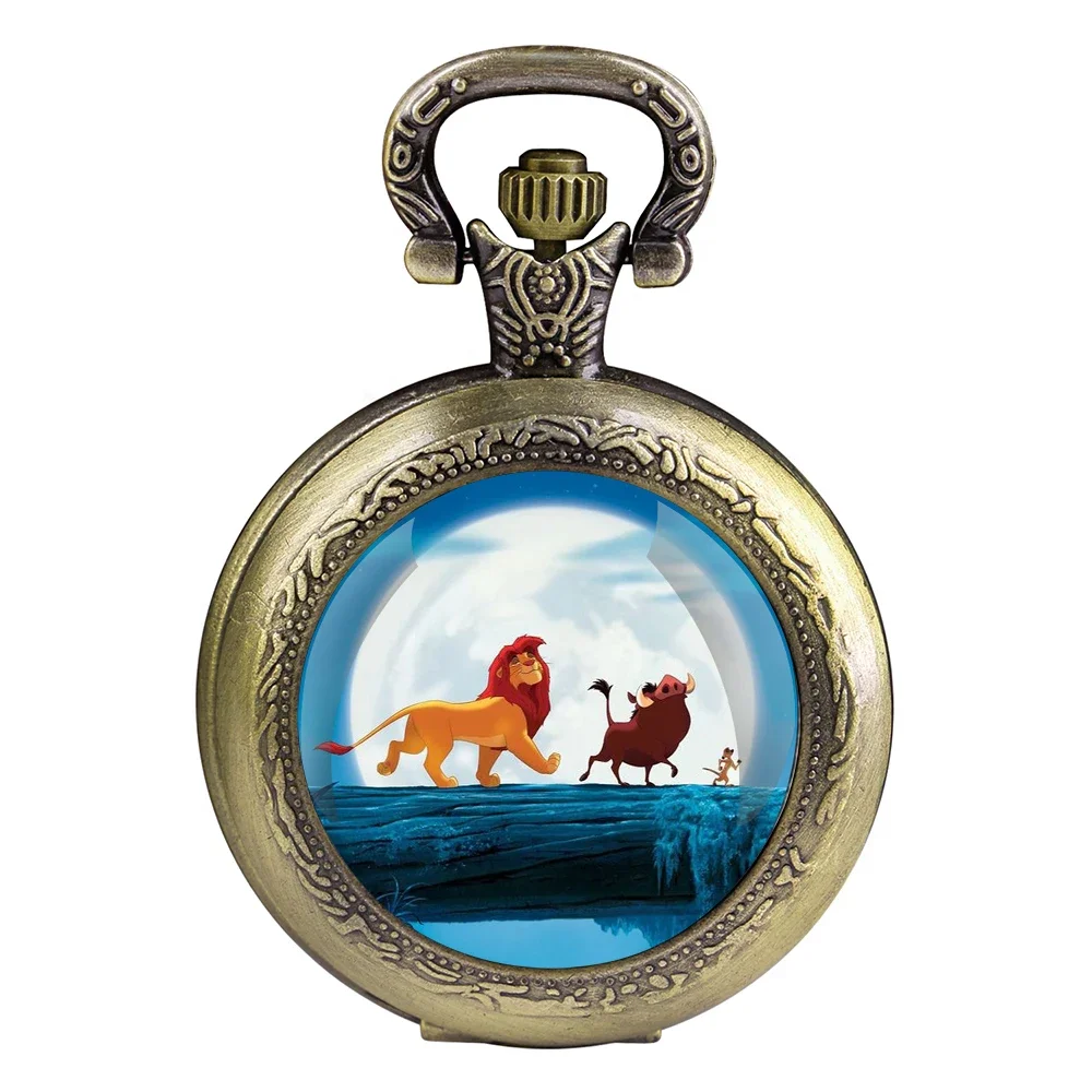 Famous Film Cartoon Theme Design Pendant Quartz Pocket Watch Souvenir Chain Pocket Watch Arabic Numerals with Personality Gifts