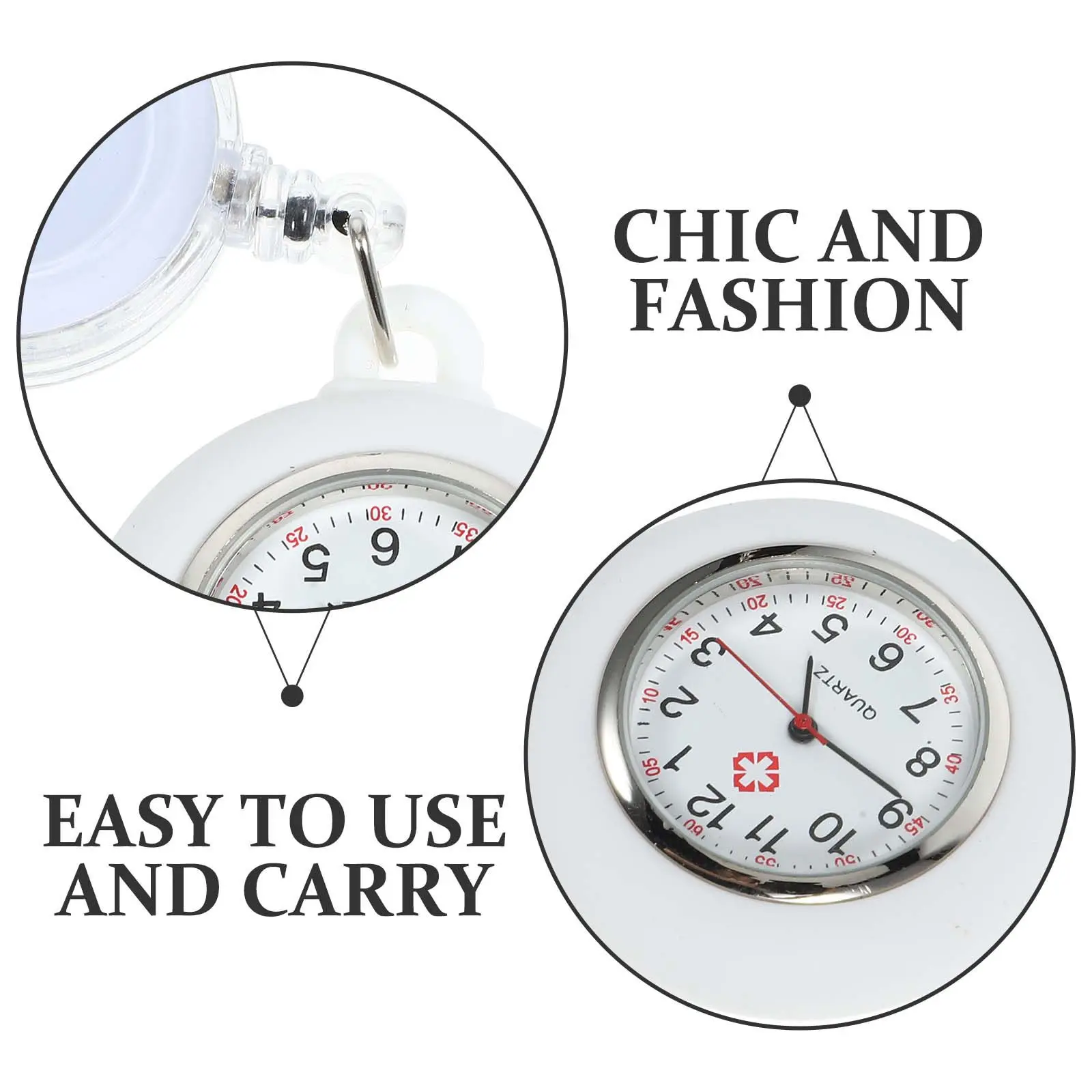 Nurse Pocket Watch Premium Smiling Face Lightweight Clip- Badge Reel Hanging Pocket Watch for Staff Students Doctors