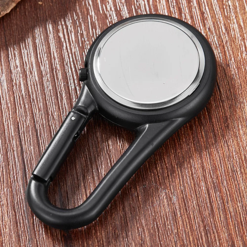 Multifunctional Clip-On Carabiner Pocket Watch Nurse Watch Compass Bottle Opener for Doctors Chefs Luminous Outdoor Sport Clock