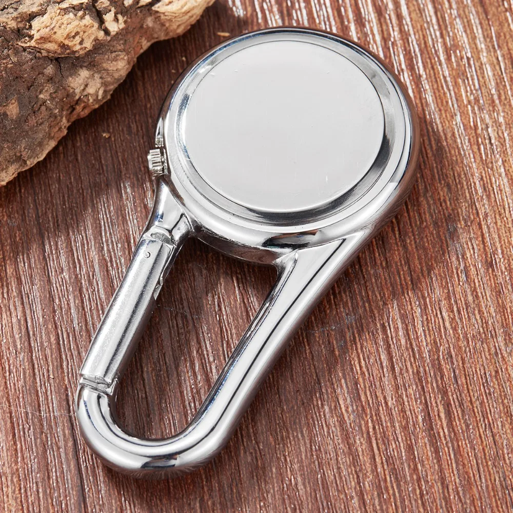 Multifunctional Clip-On Carabiner Pocket Watch Nurse Watch Compass Bottle Opener for Doctors Chefs Luminous Outdoor Sport Clock
