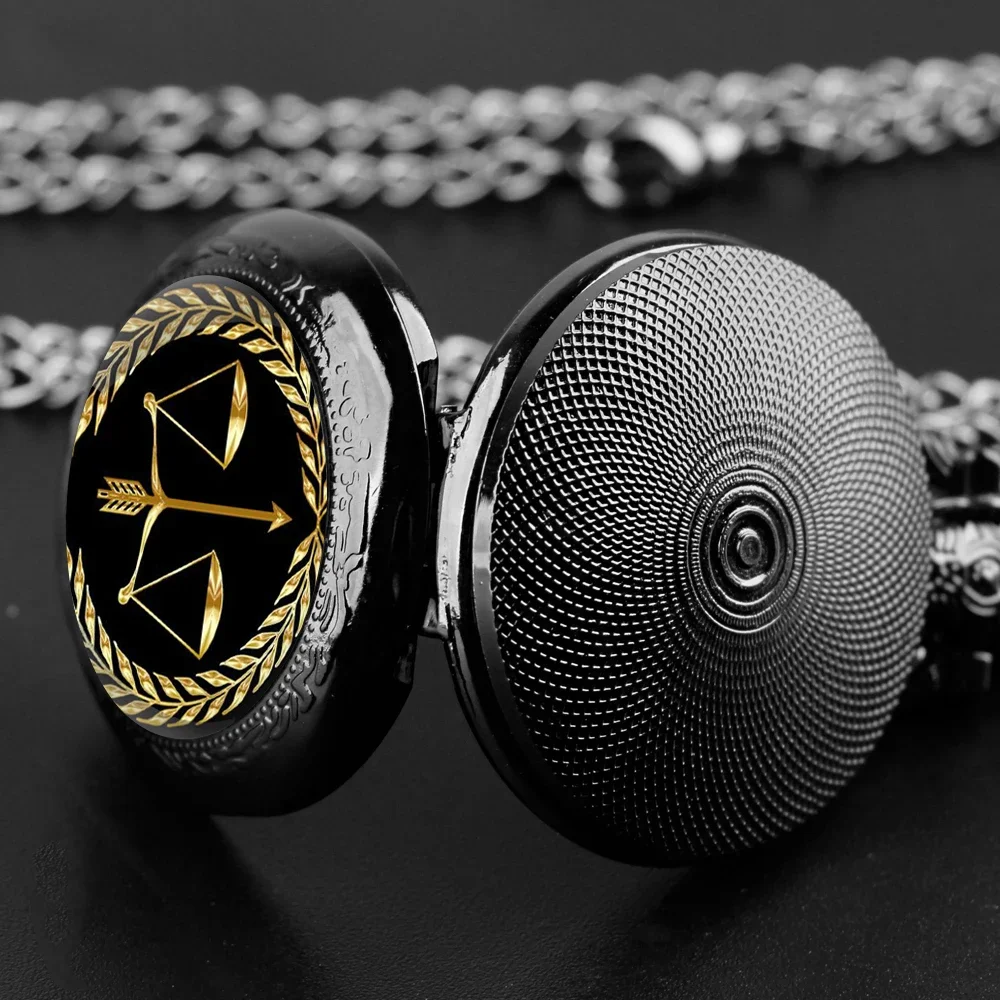 Exquisite Balance of Justice and Fairness Quartz Pocket Watch Necklace Pendant with Chain Gifts For Women Man Souvenir